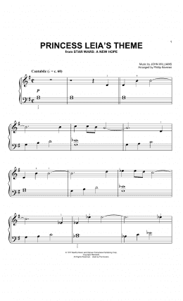 page one of Princess Leia's Theme (arr. Phillip Keveren) (Big Note Piano)