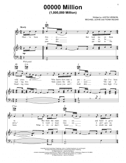 page one of 00000 Million (1,000,000 Million) (Piano, Vocal & Guitar Chords (Right-Hand Melody))