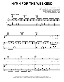 page one of Hymn For The Weekend (Piano, Vocal & Guitar Chords (Right-Hand Melody))