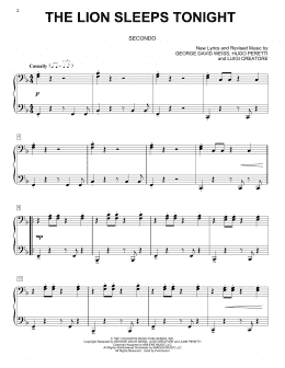 page one of The Lion Sleeps Tonight (Piano Duet)