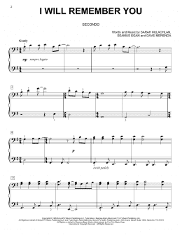 page one of I Will Remember You (Piano Duet)