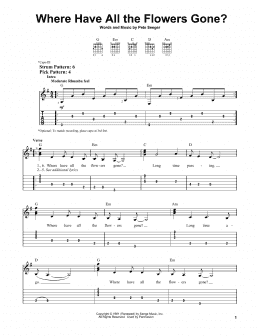 page one of Where Have All The Flowers Gone? (Easy Guitar Tab)