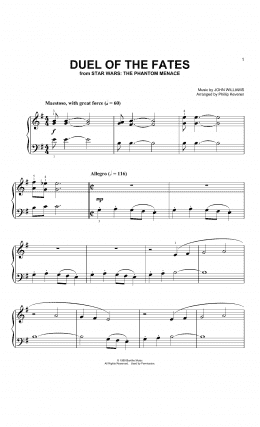 page one of Duel Of The Fates (from Star Wars: The Phantom Menace) (arr. Phillip Keveren) (Big Note Piano)