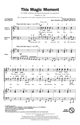 page one of This Magic Moment (arr. Mac Huff) (TTBB Choir)