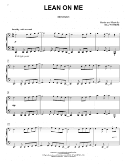 page one of Lean On Me (Piano Duet)