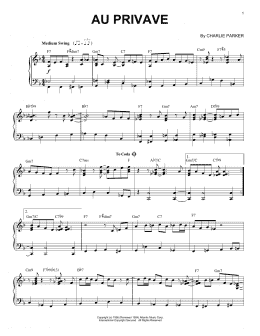 page one of Au Privave (Piano Solo)