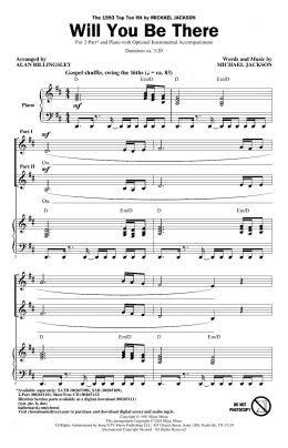 page one of Will You Be There (arr. Alan Billingsley) (2-Part Choir)