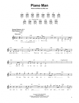 page one of Piano Man (Easy Guitar)
