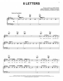 page one of 8 Letters (Piano, Vocal & Guitar Chords (Right-Hand Melody))