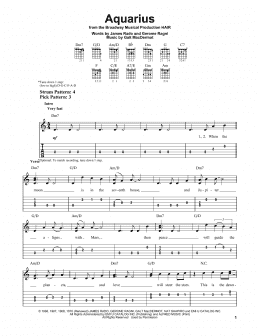 page one of Aquarius (Easy Guitar Tab)