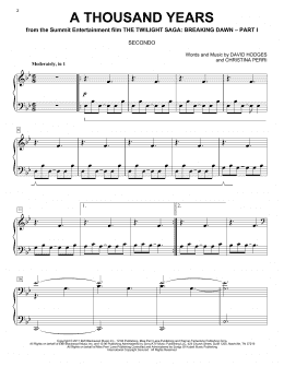 page one of A Thousand Years (Piano Duet)