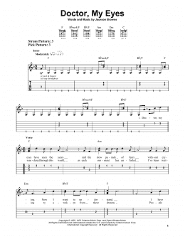 page one of Doctor, My Eyes (Easy Guitar Tab)