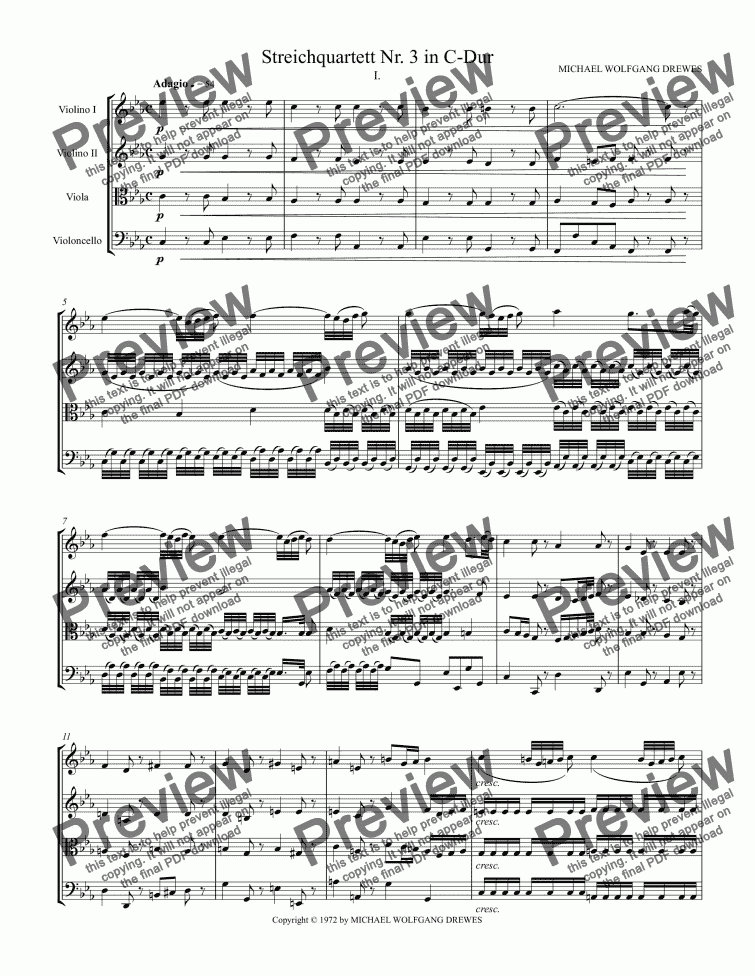 page one of String Quartet No. 3 in C Major