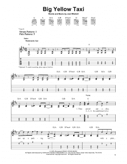 page one of Big Yellow Taxi (Easy Guitar Tab)