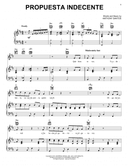 page one of Propuesta Indecente (Piano, Vocal & Guitar Chords (Right-Hand Melody))