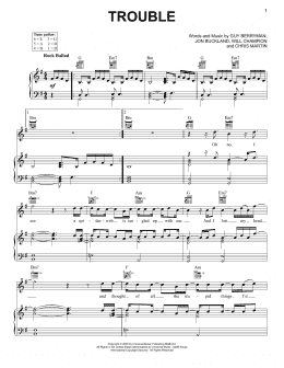 page one of Trouble (Piano, Vocal & Guitar Chords (Right-Hand Melody))