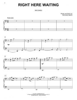 page one of Right Here Waiting (Piano Duet)