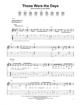 page one of Those Were The Days (Easy Guitar Tab)