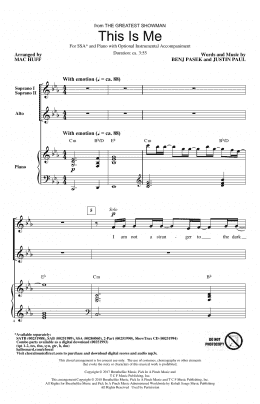 page one of This Is Me (from The Greatest Showman) (arr. Mac Huff) (SSA Choir)