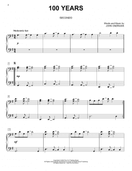 page one of 100 Years (Piano Duet)