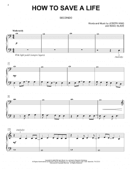 page one of How To Save A Life (Piano Duet)