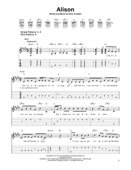 page one of Alison (Easy Guitar Tab)