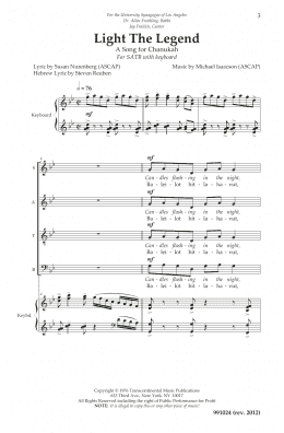 page one of Light The Legend (SATB Choir)