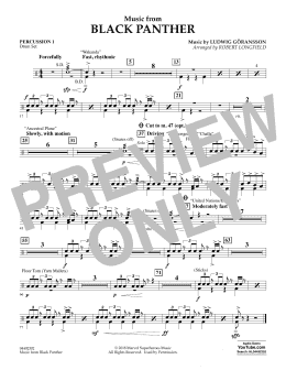 page one of Music from Black Panther (arr. Robert Longfield) - Percussion 1 (Orchestra)