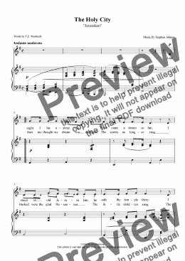 page one of The Holy City- Download Sheet Music (Low Key/Simplified Piano Vocal)