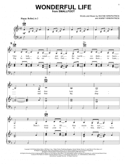 page one of Wonderful Life (from Smallfoot) (Piano, Vocal & Guitar Chords (Right-Hand Melody))