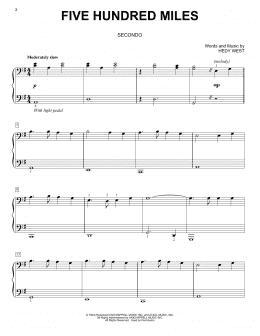 page one of Five Hundred Miles (Piano Duet)