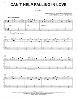 page one of Can't Help Falling In Love (Piano Duet)