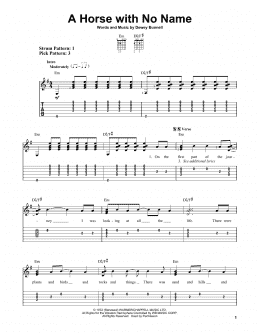page one of A Horse With No Name (Easy Guitar Tab)