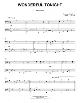 page one of Wonderful Tonight (Piano Duet)