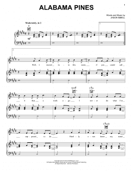 page one of Alabama Pines (Piano, Vocal & Guitar Chords (Right-Hand Melody))