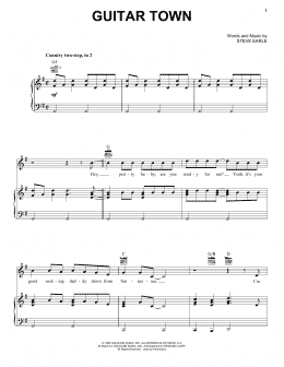 page one of Guitar Town (Piano, Vocal & Guitar Chords (Right-Hand Melody))