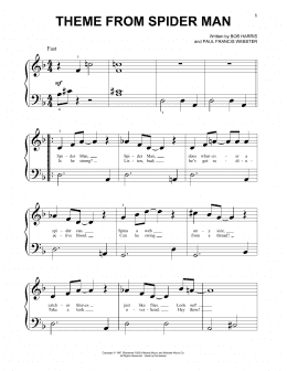 page one of Theme From Spider-Man (Beginning Piano Solo)