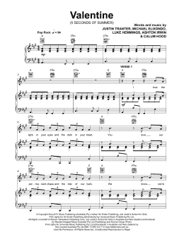 page one of Valentine (Piano, Vocal & Guitar Chords (Right-Hand Melody))