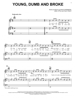 page one of Young, Dumb And Broke (Piano, Vocal & Guitar Chords (Right-Hand Melody))