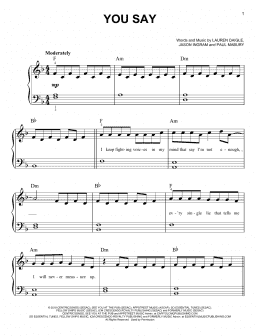 page one of You Say (Easy Piano)