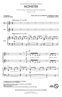 page one of Monster (from Frozen: The Broadway Musical) (arr. Mark Brymer) (SSA Choir)