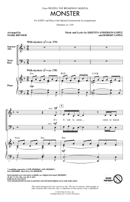 page one of Monster (from Frozen: The Broadway Musical) (arr. Mark Brymer) (SATB Choir)