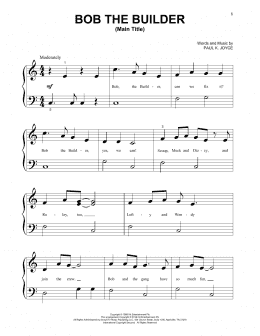 page one of Bob The Builder (Main Title) (Beginning Piano Solo)