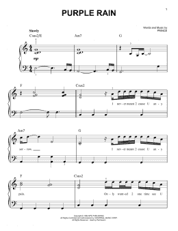 page one of Purple Rain (Easy Piano)