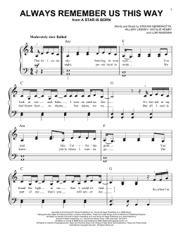 page one of Always Remember Us This Way (from A Star Is Born) (Easy Piano)