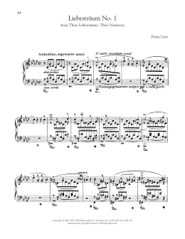 page one of Liebestraum No. 1 In A-Flat Major (Piano Solo)
