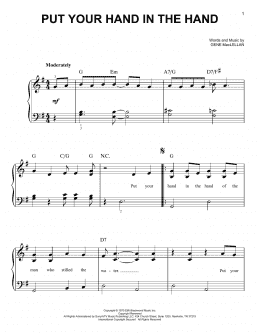 page one of Put Your Hand In The Hand (Easy Piano)