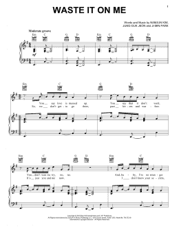 page one of Waste It On Me (feat. BTS) (Piano, Vocal & Guitar Chords (Right-Hand Melody))