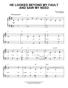 page one of He Looked Beyond My Fault And Saw My Need (Easy Piano)