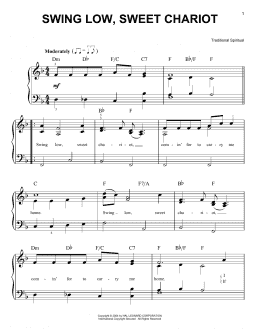 page one of Swing Low, Sweet Chariot (Easy Piano)